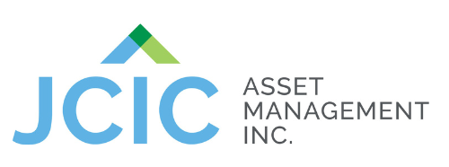 JCIC Asset Management Inc. logo with blue uppercase letters 'JCIC' and a stylized green and blue triangular roof shape above the 'I', followed by the company name in gray text.