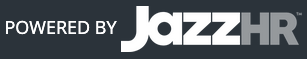 A logo with the text "POWERED BY JazzHR" in white, set against a dark background. The "JazzHR" text is bold and stylized.